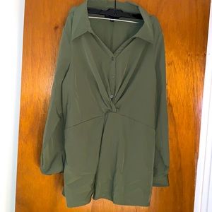 Lane Bryant olive green collared shirt